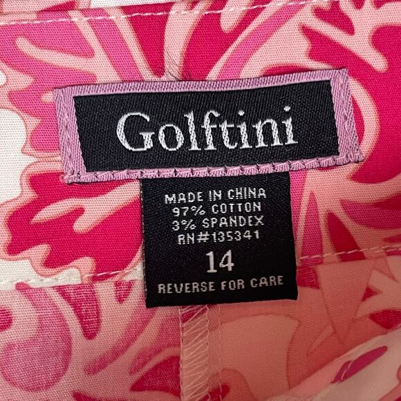 Golftini Rose Skort Size 14 Hot Pink White Floral Skirt Decorative Buttons - Picture 7 of 8